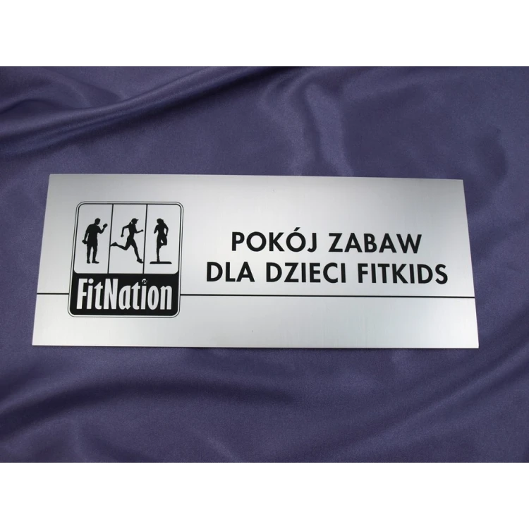 Schilder mit Raumnamen und Logo - 29x12cm - rechteckige Ecken