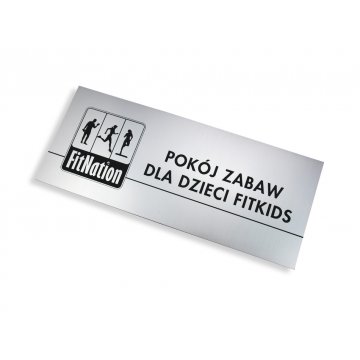 Schilder mit Raumnamen und Logo - 29x12cm - rechteckige Ecken