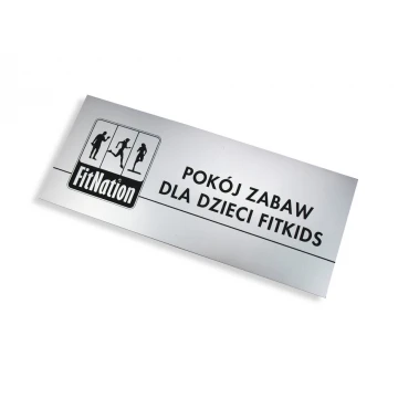 Schilder mit Raumnamen und Logo - 29x12cm - rechteckige Ecken