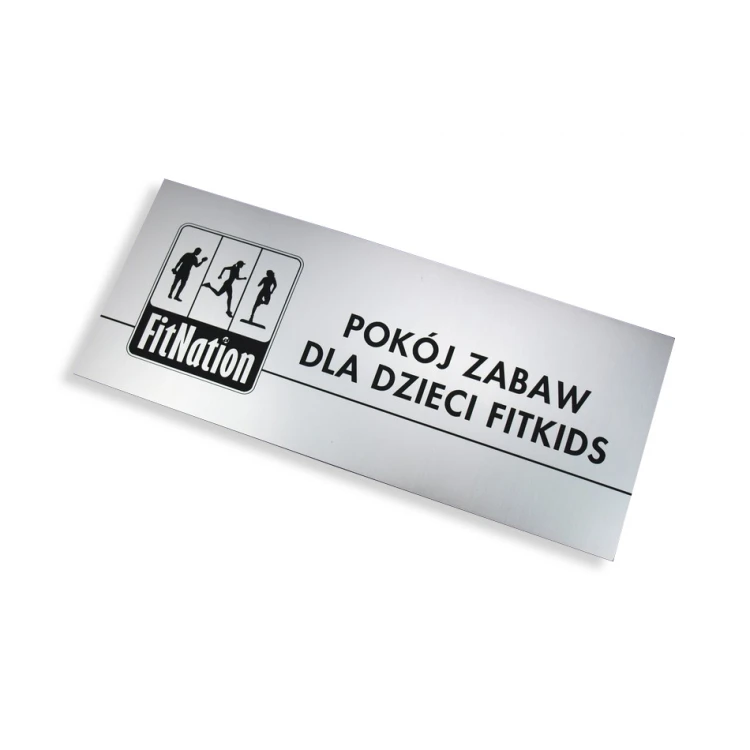 Schilder mit Raumnamen und Logo - 29x12cm - rechteckige Ecken