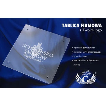 Firmenschild mit Ihrem Logo - graviertes Plexiglas 5mm dick - SZ084 - Maße 300x300mm
