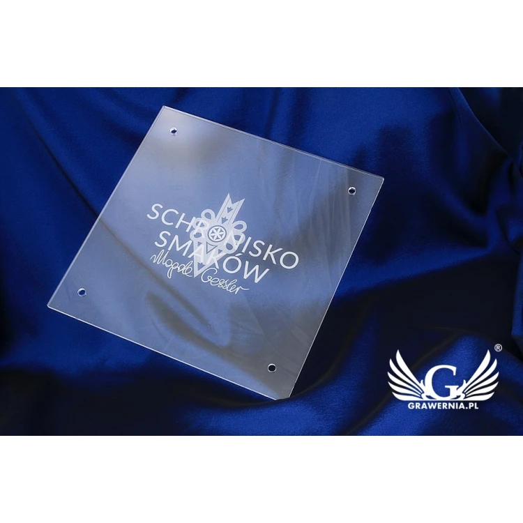 Firmenschild mit Ihrem Logo - graviertes Plexiglas 5mm dick - SZ084 - Maße 300x300mm