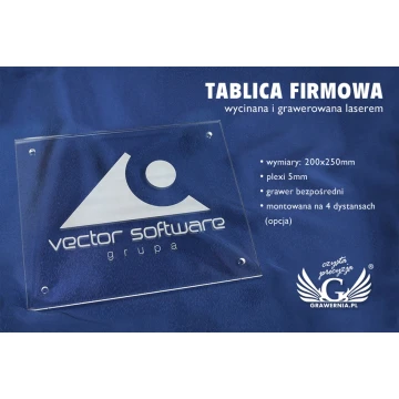 Firmenschild mit Ihrem Logo - graviertes Plexiglas, Stärke 5mm - SZ087 - Abmessungen 200x250mm