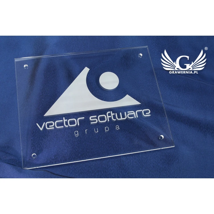 Firmenschild mit Ihrem Logo - graviertes Plexiglas, Stärke 5mm - SZ087 - Abmessungen 200x250mm