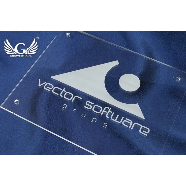 Firmenschild mit Ihrem Logo - graviertes Plexiglas, Stärke 5mm - SZ087 - Abmessungen 200x250mm