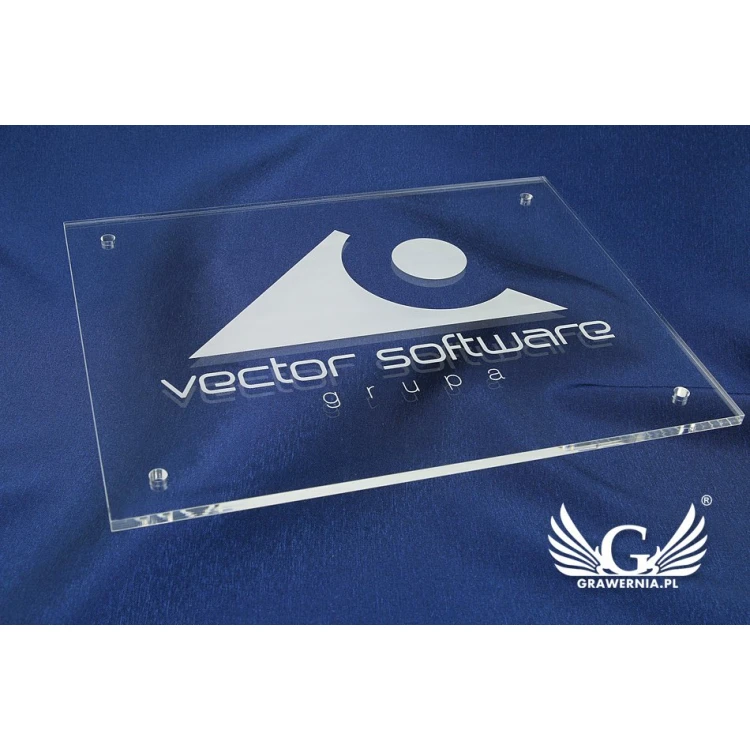 Firmenschild mit Ihrem Logo - graviertes Plexiglas, Stärke 5mm - SZ087 - Abmessungen 200x250mm