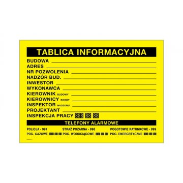 Informationsbaustellentafel - Abm. 700x500mm - PVC - farbiger UV-Druck - BHP176