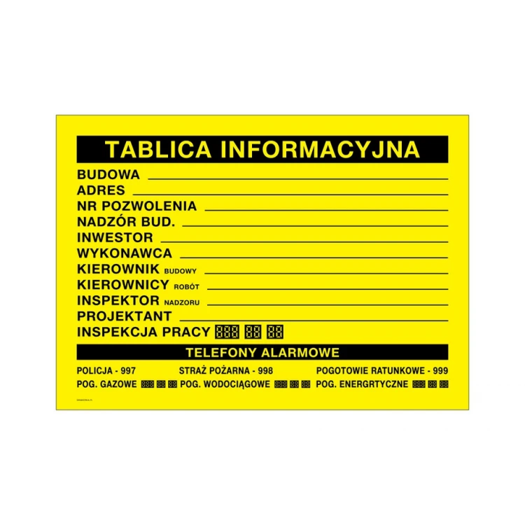 Informationsbaustellentafel - Abm. 700x500mm - PVC - farbiger UV-Druck - BHP176