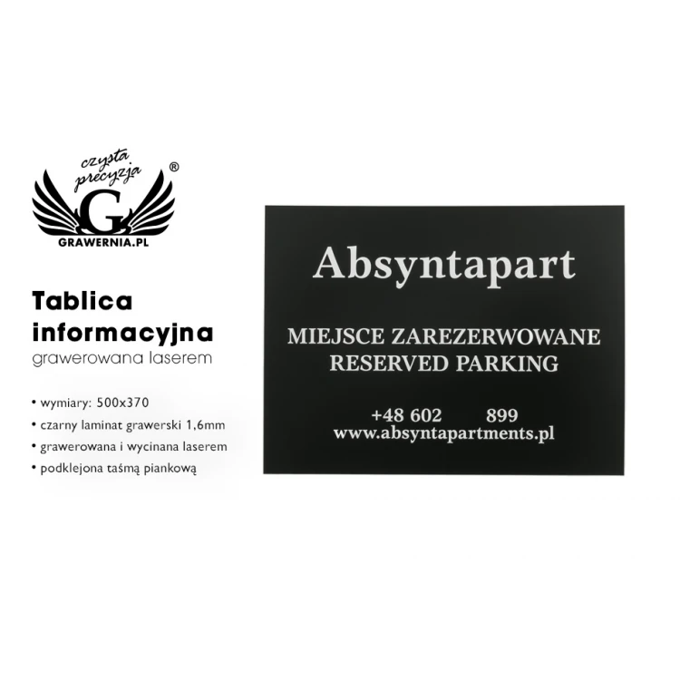 Gravierte Informationstafel - Parkplatz - Laminat Stärke 1,6mm - Abmessungen 500x370mm - SZ123