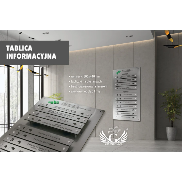 Informationsbrett auf Abstand - Lasergraviert - Maße: 800x440mm - TAB058