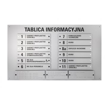 Informationsbrett mit Braille-Alphabet - lasergraviert - Maße: 1000x600mm - TAB342