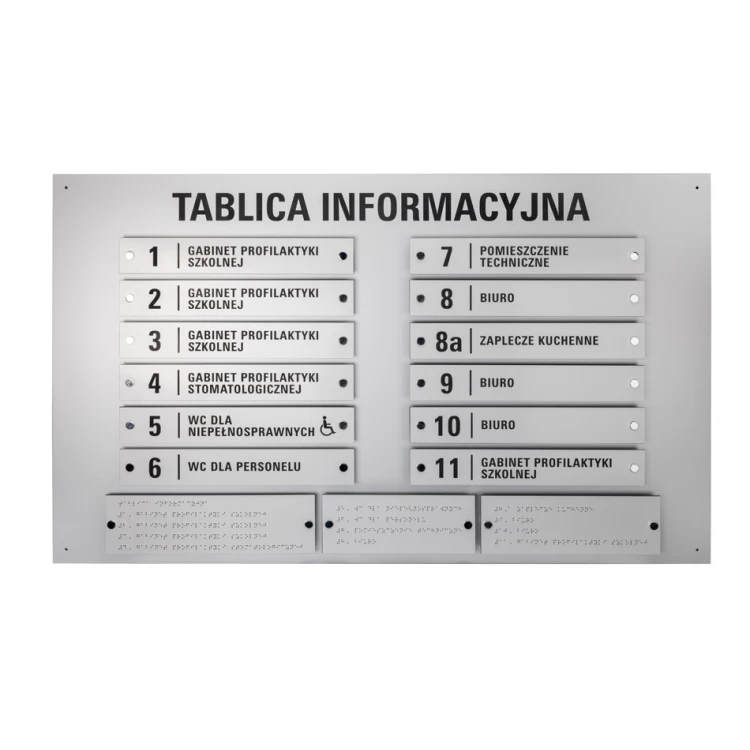 Informationsbrett mit Braille-Alphabet - lasergraviert - Maße: 1000x600mm - TAB342
