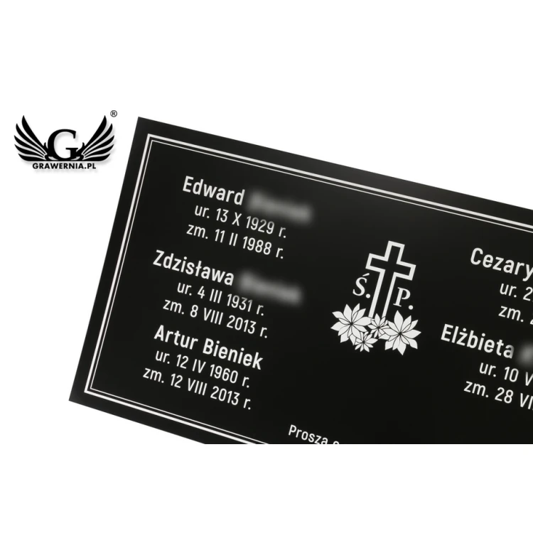 GRABTAFEL - schwarzes glattes Laminat - weißer Gravur Abm. 750x400mm - TAB071