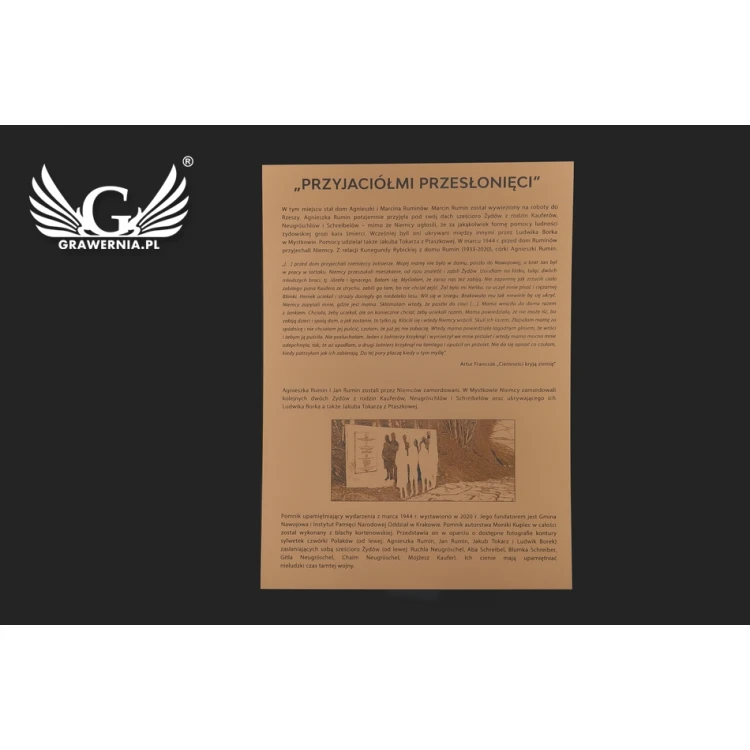 Gravierte Gedenktafel mit Foto - Exterior Laminat - Abmessungen 400x550mm - TAB091