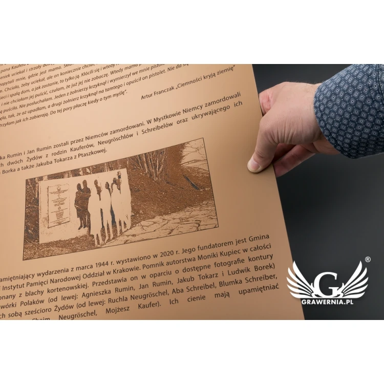 Gravierte Gedenktafel mit Foto - Exterior Laminat - Abmessungen 400x550mm - TAB091