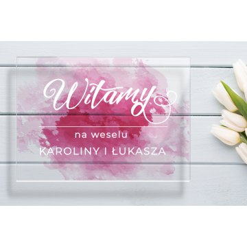 Willkommensschild für Hochzeit, Hochzeitsfeier - Plexi 5mm mit UV-Druck - Abmessungen 700x500mm - TNS002