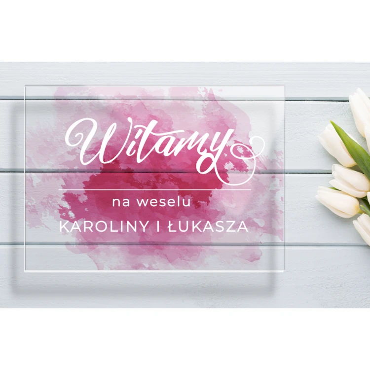 Willkommensschild für Hochzeit, Hochzeitsfeier - Plexi 5mm mit UV-Druck - Abmessungen 700x500mm - TNS002