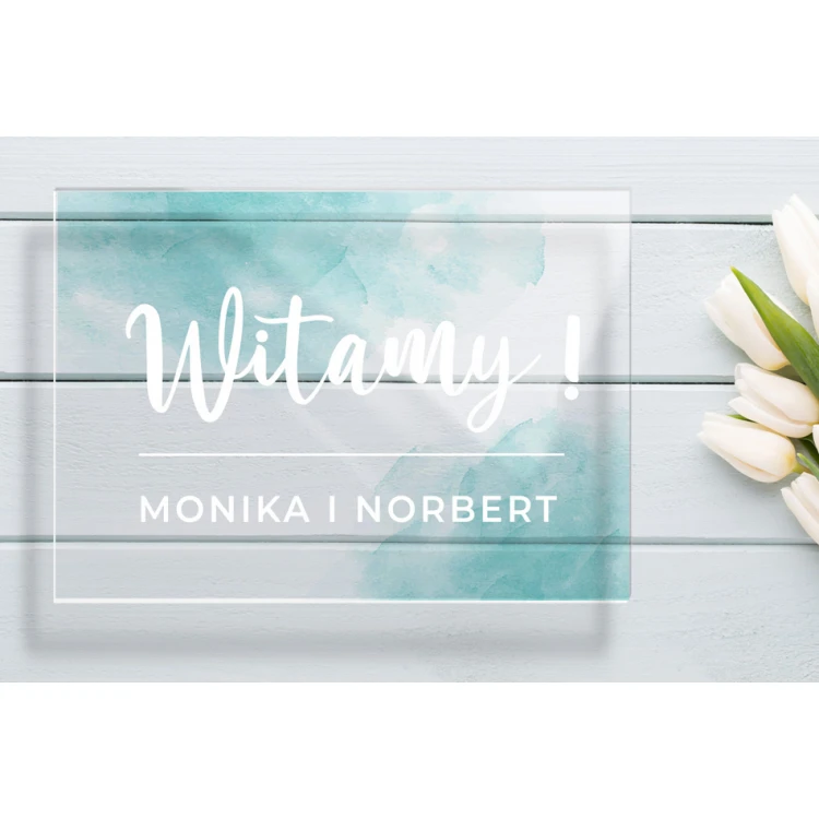 Willkommensschild für Hochzeit, Hochzeitsfeier - Plexi 5mm mit UV-Druck - Abmessungen 700x500mm - TNS004