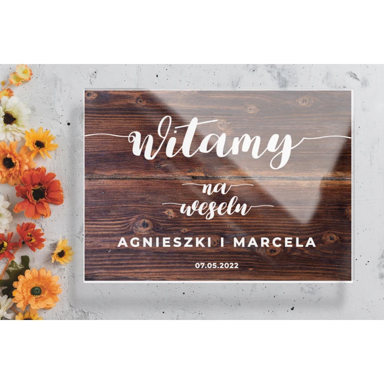 Willkommensschild für Hochzeit, Hochzeitsfeier - Plexi 5mm mit UV-Druck - Abmessungen 700x500mm - TNS013
