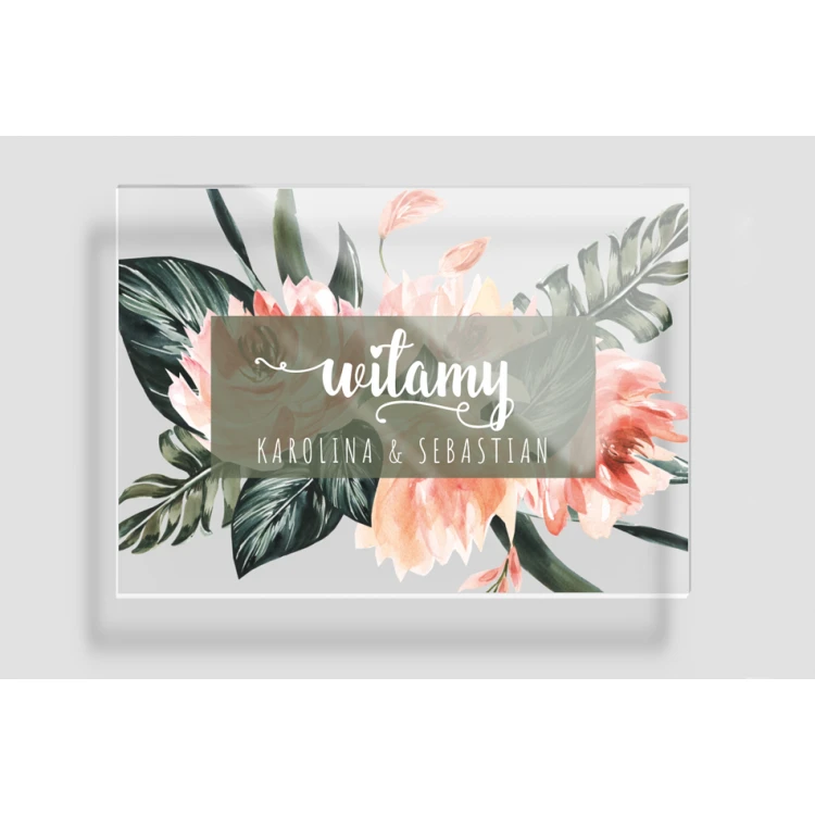 Willkommensschild für Hochzeit, Hochzeitsfeier - Plexi 5mm mit UV-Druck - Abmessungen 700x500mm - TNS014