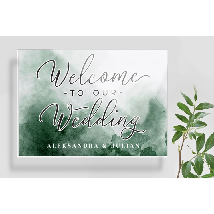 Willkommensschild für Hochzeit, Hochzeitsfeier - Plexi 5mm mit UV-Druck - Abmessungen 700x500mm - TNS016