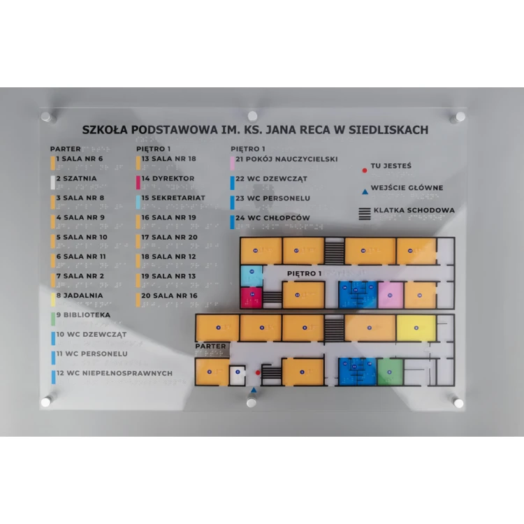 Tyflographischer Plan mit Braille-Schrift - Plexi und ADA - Maße: 594x420mm (A2) - TAB387