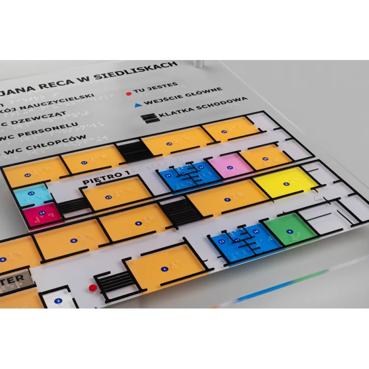 Tyflographischer Plan mit Braille-Schrift - Plexi und ADA - Maße: 594x420mm (A2) - TAB387