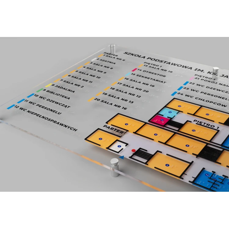 Tyflographischer Plan mit Braille-Schrift - Plexi und ADA - Maße: 594x420mm (A2) - TAB387