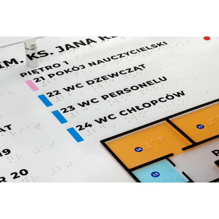 Tyflographischer Plan mit Braille-Schrift - Plexi und ADA - Maße: 594x420mm (A2) - TAB387