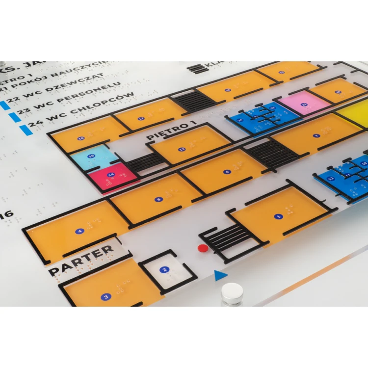 Tyflographischer Plan mit Braille-Schrift - Plexi und ADA - Maße: 594x420mm (A2) - TAB387