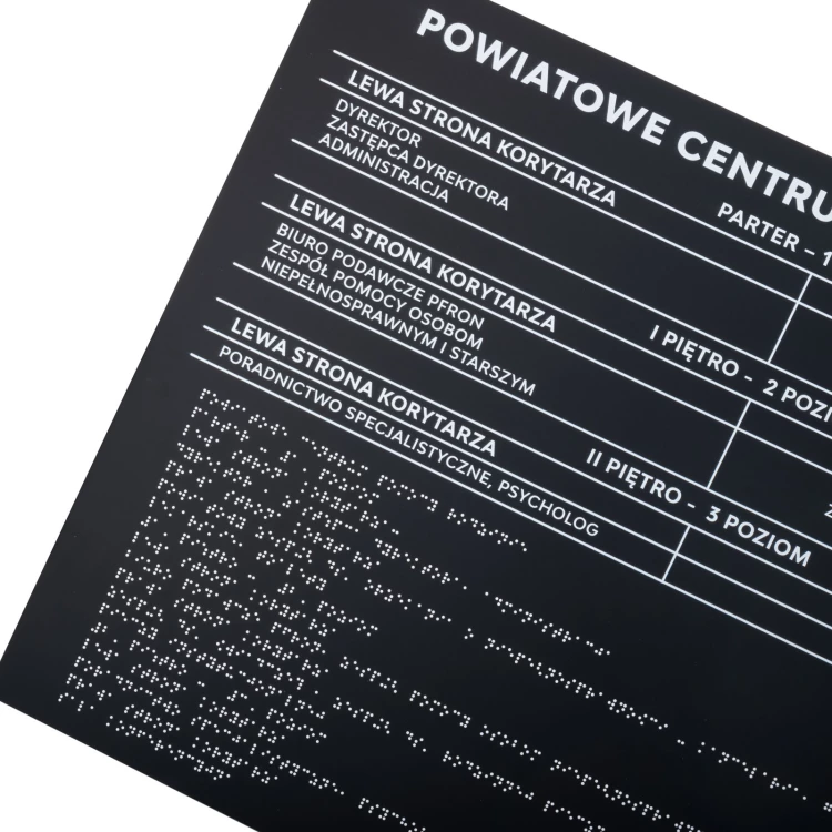 Tafel mit Brailleschrift - mattes schwarzes Acryl - Abm. 600x450mm - DARK - TAB536
