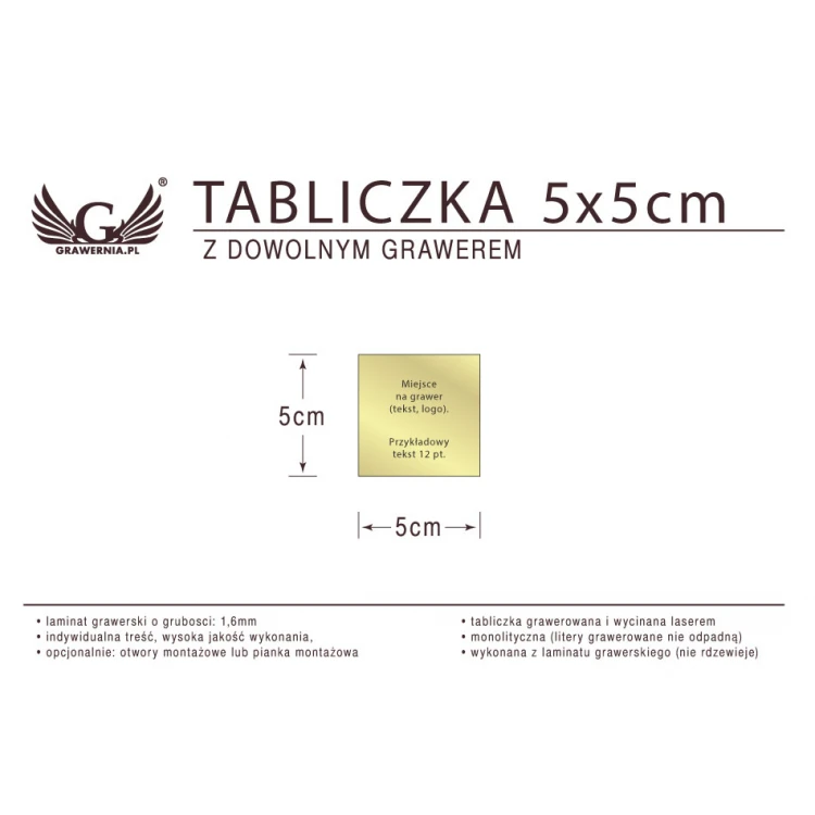 Plakette 5x5cm beliebige Lasergravur
