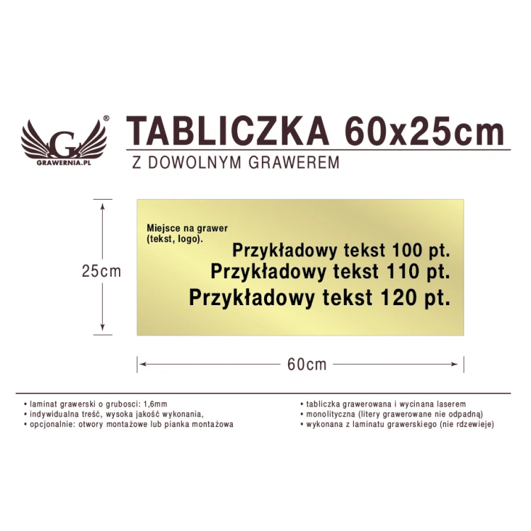Plakette 60x25cm beliebige Lasergravur
