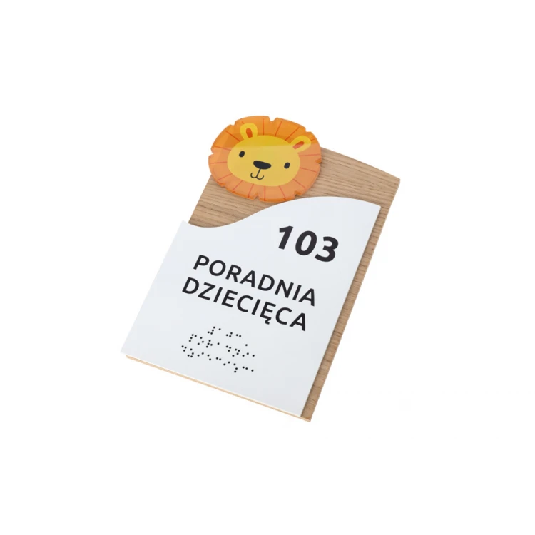 Schild für die Praxis mit Braille-Schrift - Eichenfurnier und PVC-Platte - Abmessungen 220x155mm - TAB407