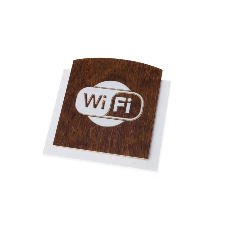 Holzschild mit erhabenem Piktogramm - WIFI 1 - Abmessungen: 120x118mm - TAB435