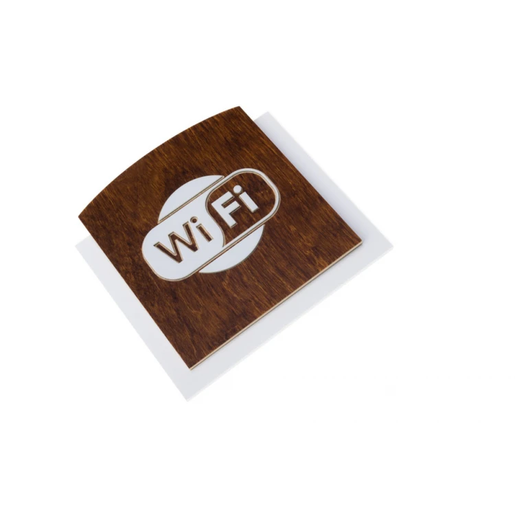 Holzschild mit erhabenem Piktogramm - WIFI 1 - Abmessungen: 120x118mm - TAB435