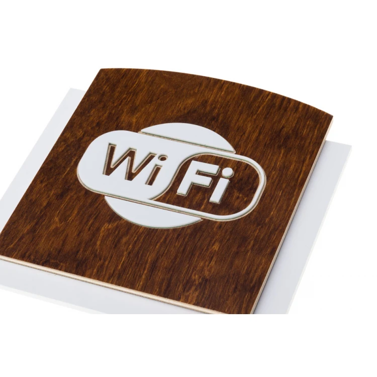 Holzschild mit erhabenem Piktogramm - WIFI 1 - Abmessungen: 120x118mm - TAB435