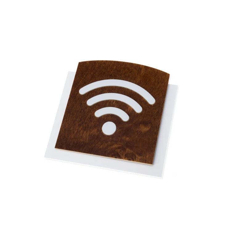 Holzschild mit erhabenem Piktogramm - WIFI 2 - Abmessungen: 120x118mm - TAB436