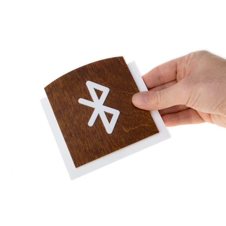 Holzschild mit erhabenem Piktogramm - BLUETOOTH - Maße: 120x118mm - TAB441