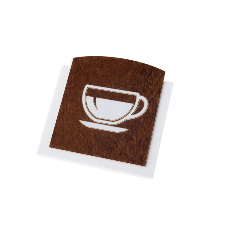 Holzschild mit erhabenem Piktogramm - KAFFEE - Abmessungen: 120x118mm - TAB442