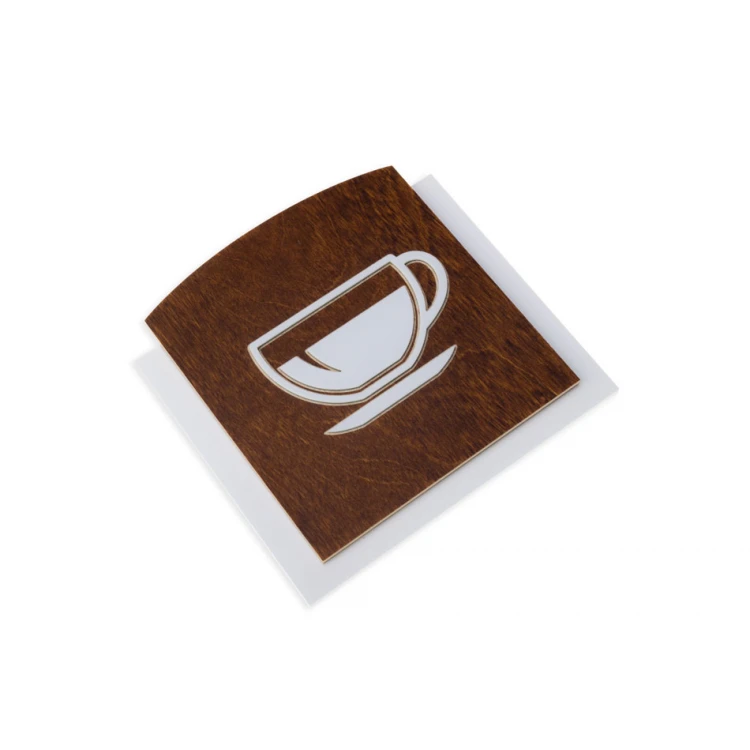 Holzschild mit erhabenem Piktogramm - KAFFEE - Abmessungen: 120x118mm - TAB442