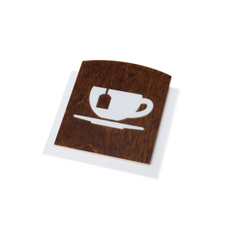 Holzschild mit erhabenem Piktogramm - TEE - Größe: 120x118mm - TAB443