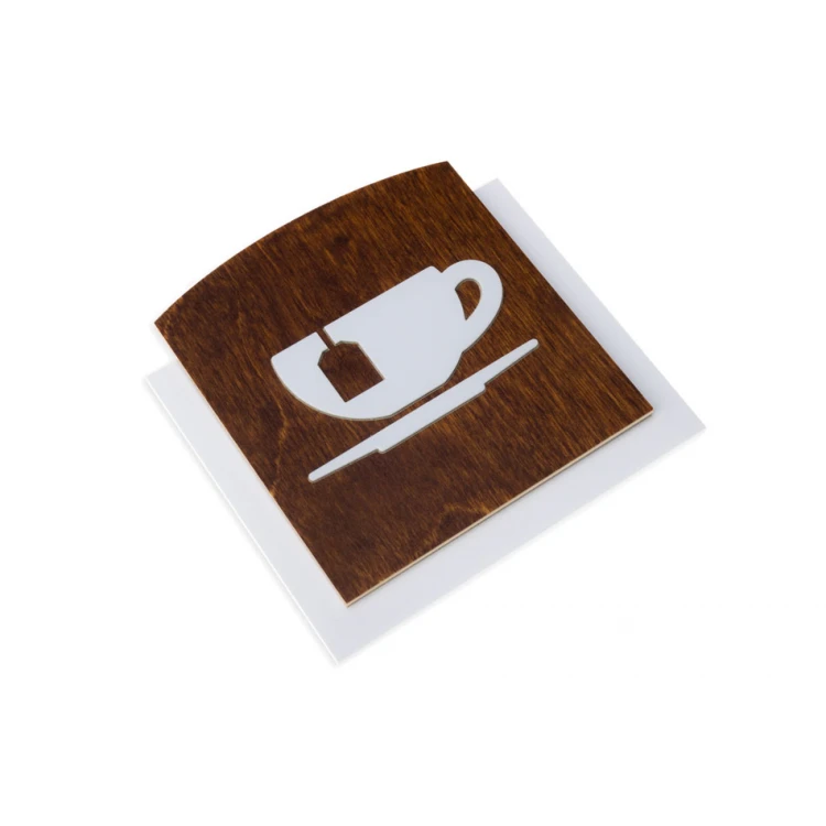Holzschild mit erhabenem Piktogramm - TEE - Größe: 120x118mm - TAB443