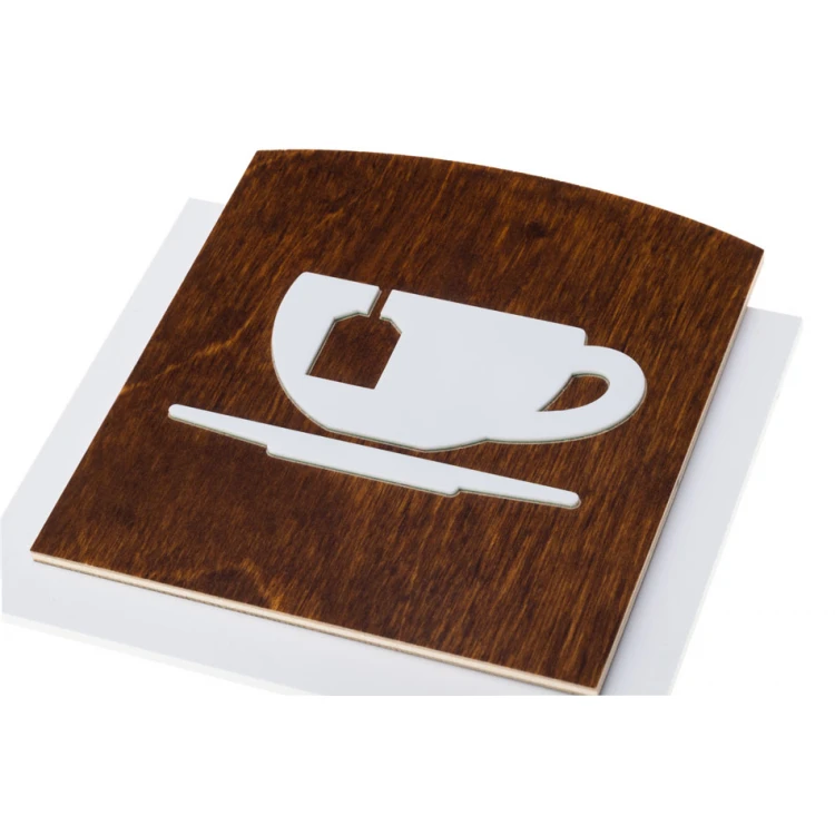Holzschild mit erhabenem Piktogramm - TEE - Größe: 120x118mm - TAB443