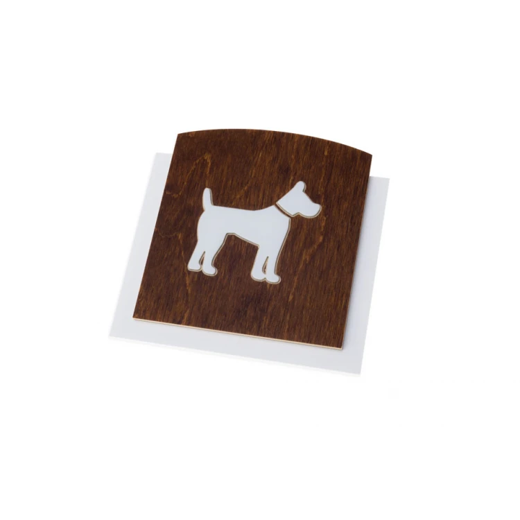 Holzschild mit erhabenem Piktogramm - HUND - Maße: 120x118mm - TAB444