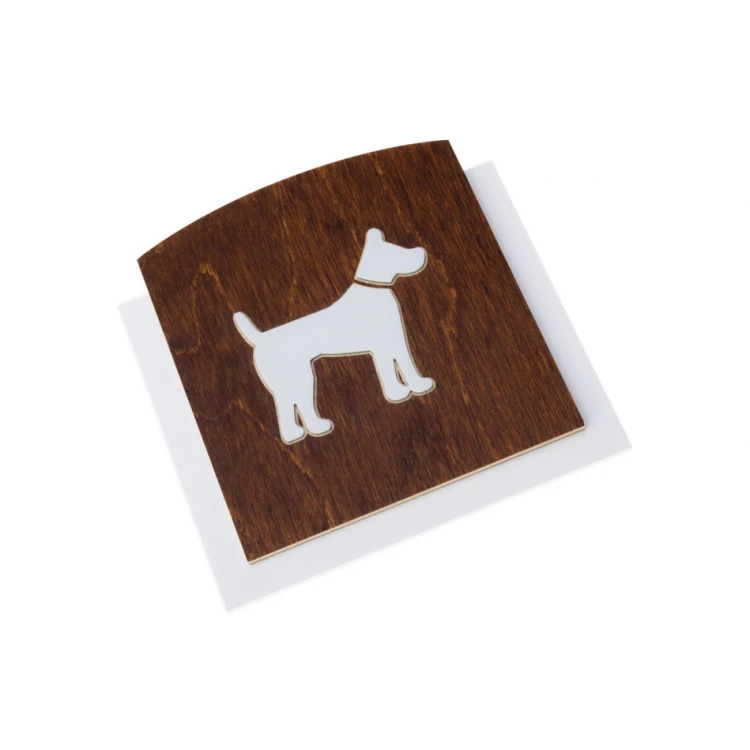 Holzschild mit erhabenem Piktogramm - HUND - Maße: 120x118mm - TAB444