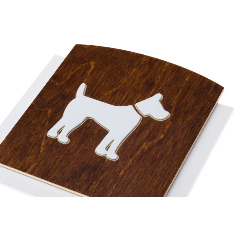 Holzschild mit erhabenem Piktogramm - HUND - Maße: 120x118mm - TAB444