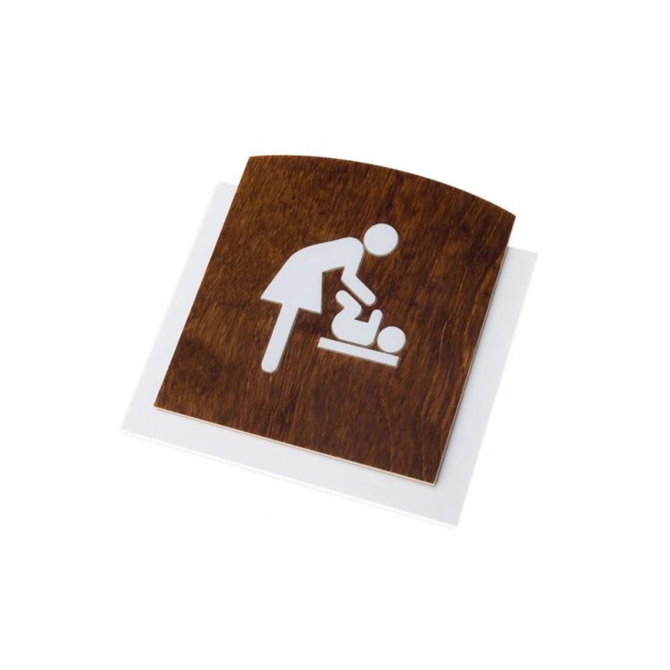 Holzschild mit erhabenem Piktogramm - WICKELTISCH - Abmessungen: 120x118mm - TAB446