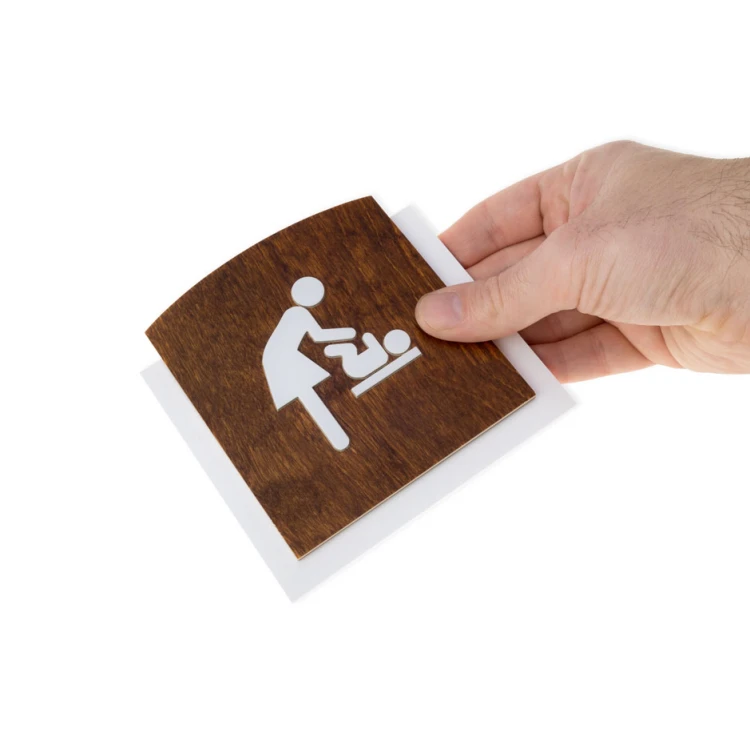 Holzschild mit erhabenem Piktogramm - WICKELTISCH - Abmessungen: 120x118mm - TAB446