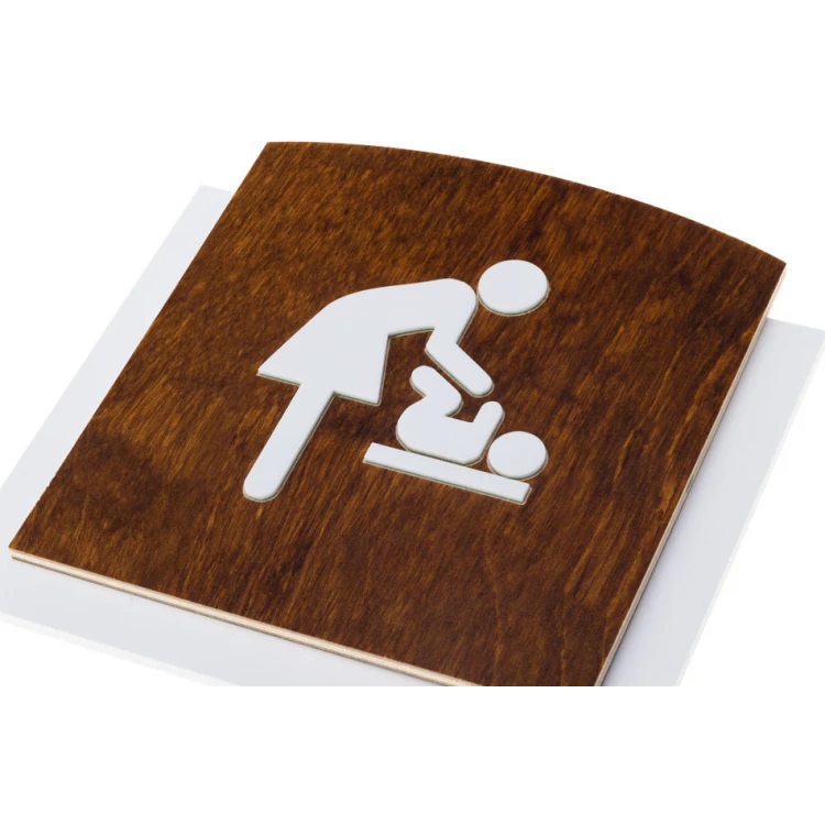 Holzschild mit erhabenem Piktogramm - WICKELTISCH - Abmessungen: 120x118mm - TAB446